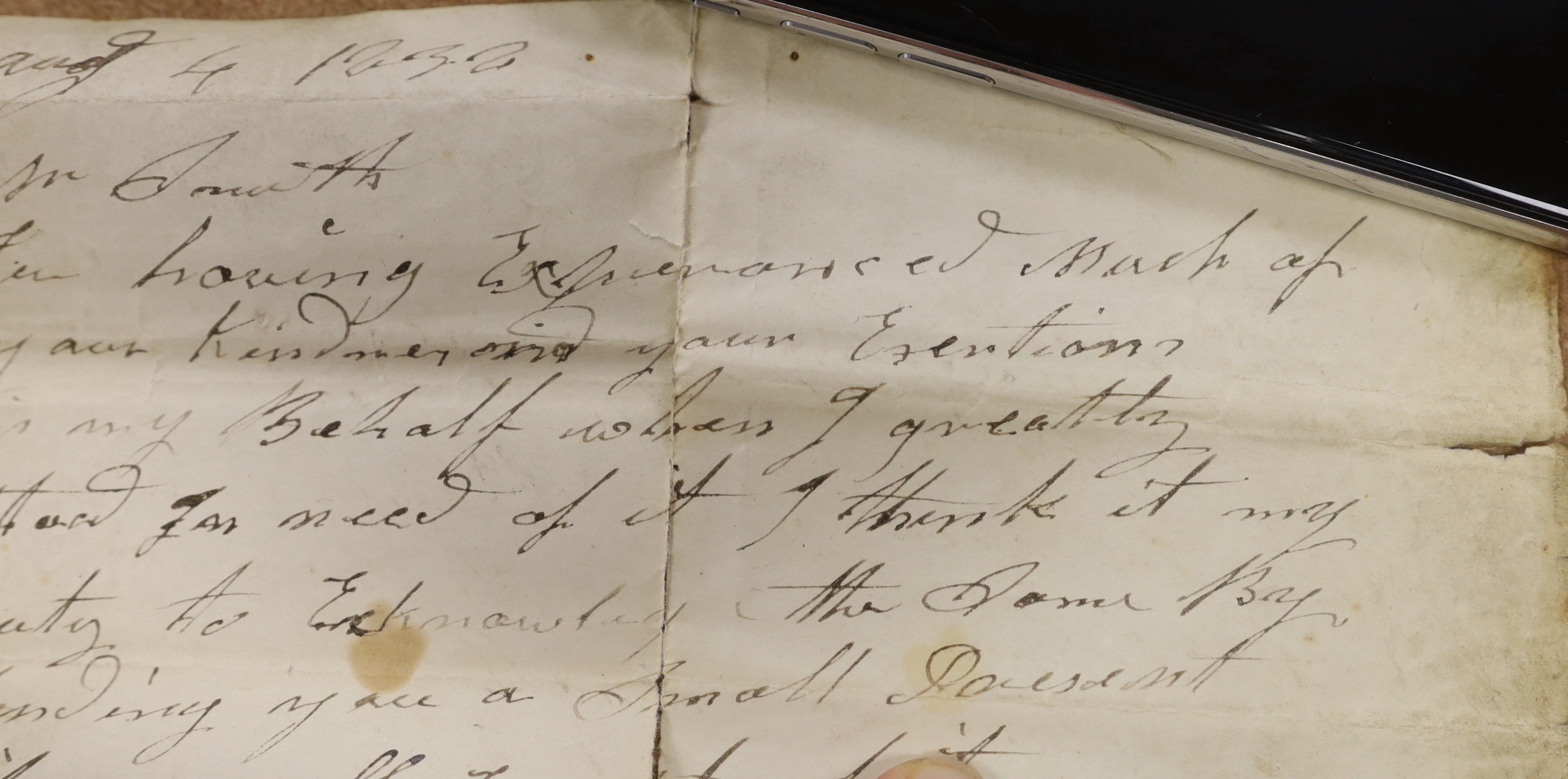 A mother of pearl inlaid rosewood cased cribbage set, with related letter, 1832